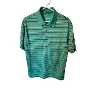 Nike Golf Men's Dri-Fit Polo Shirt Green Blue White Stripes Size M